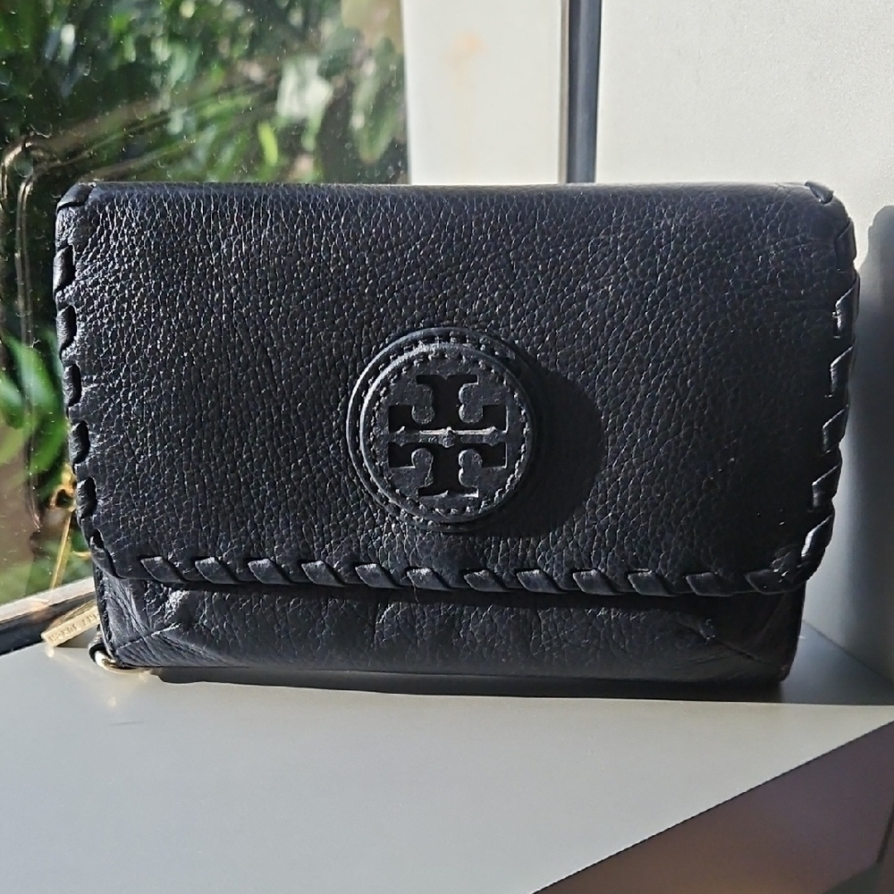 Tory Burch Black Pebble Leather Wallet